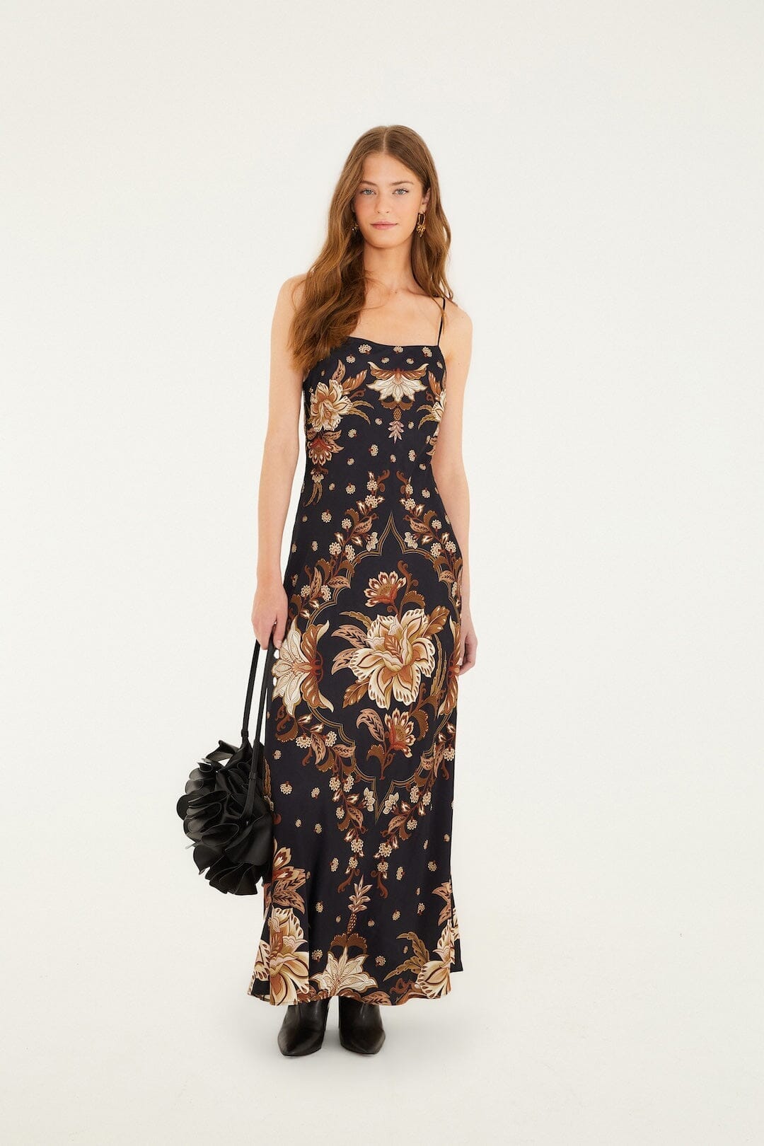 Black Majestic Garden Lenzing Ecovero Viscose Slip Maxi Dress, MAJESTIC GARDEN BLACK