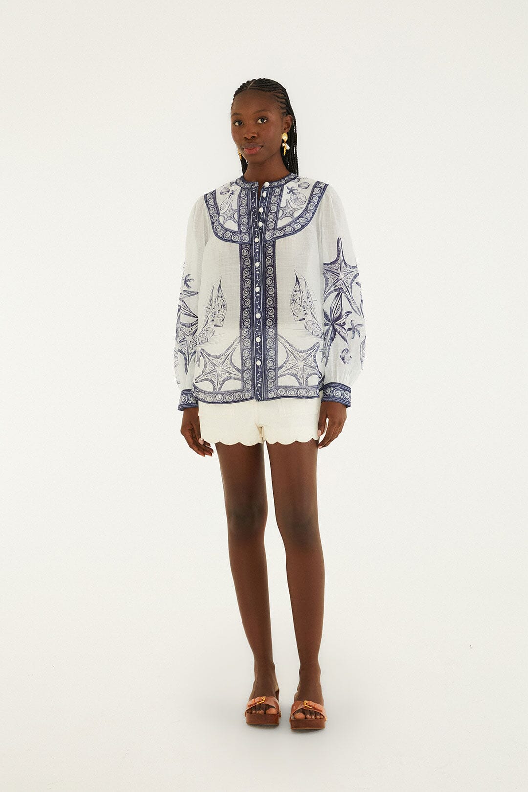 Off-White Coast Scarf Long Sleeve Blouse, COAST SCARF OFF
