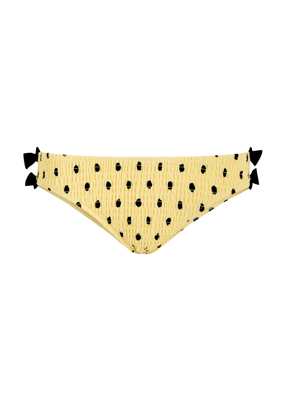 Damson Madder Spot-print Shirred Bikini Briefs - Yellow -