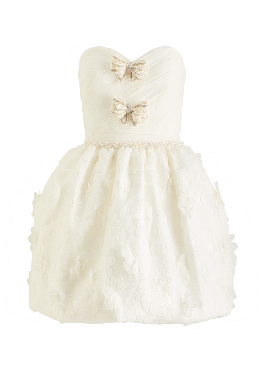Self-portrait Embellished Organza Mini Dress - White - L