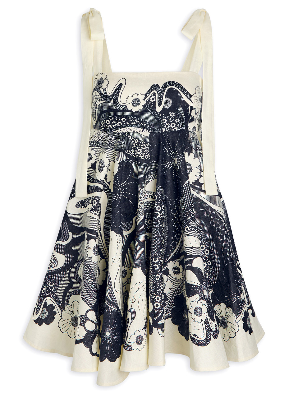 Alemais Mickey Floral-print Linen Mini Dress - Navy - L
