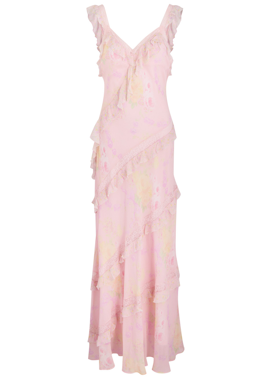 Loveshackfancy Radiance Floral-printed Chiffon Maxi Dress - Pink - L L