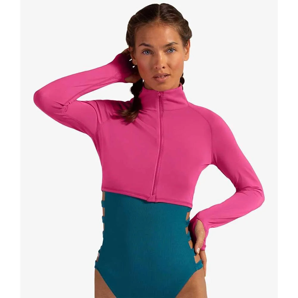 Women's Full Zip Tennis Crop Top