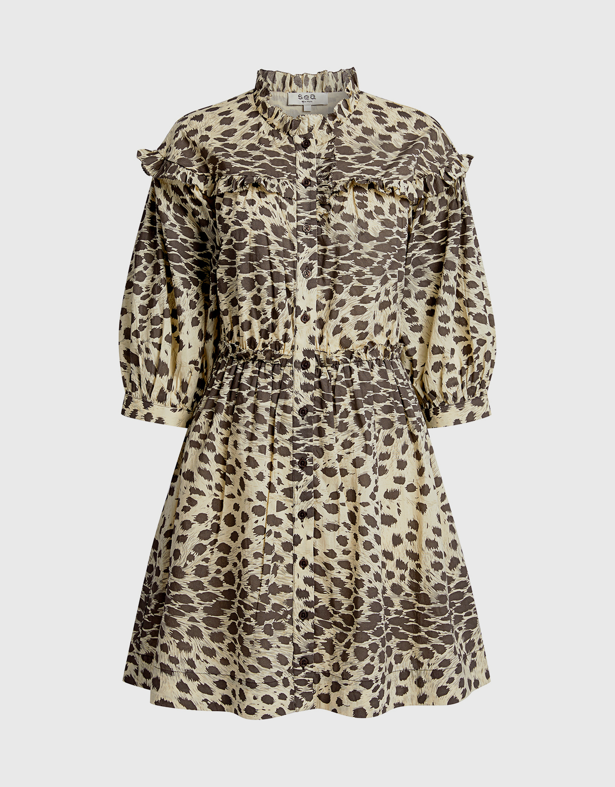 Sea Leo Leopard Ruffled Mini Dress -