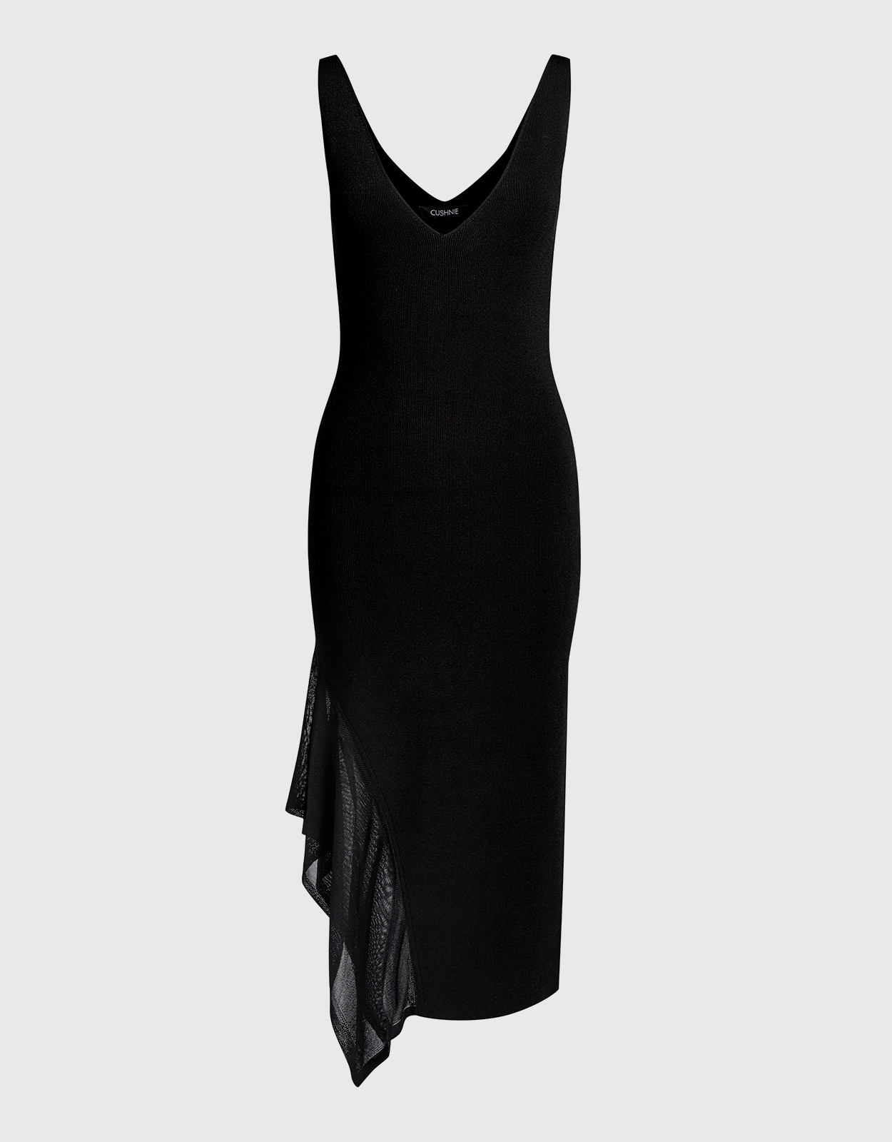 Cushnie V-neck Asymmetric Hem Knee Length Dress
