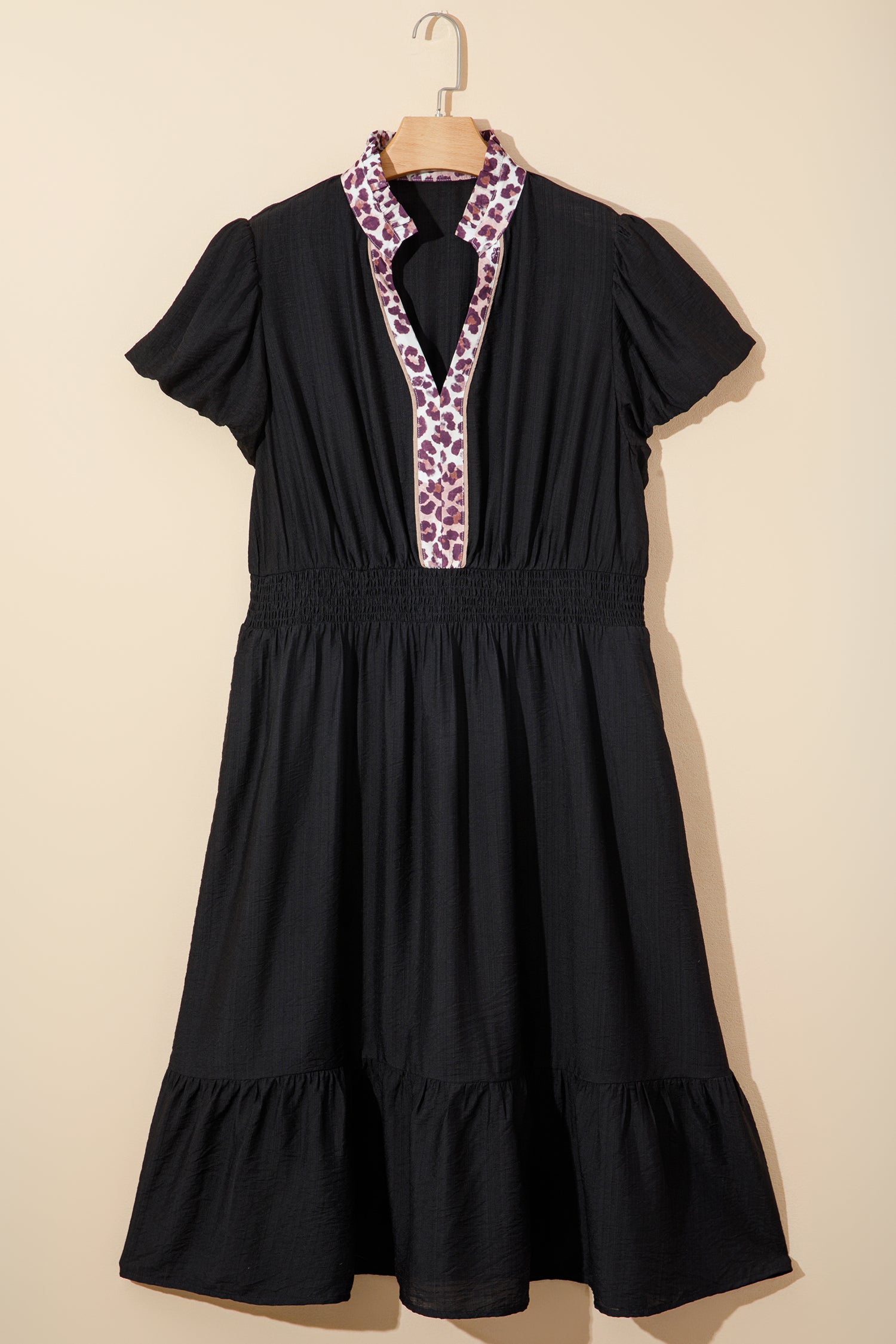 Ana Smocked Waist Ruffled PL Dress - Black X - W-W