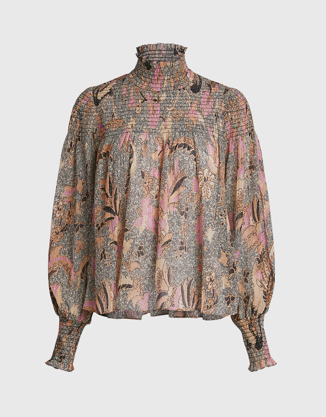 Ulla Johnson Dune High Neck Bird of Paradise Printed Blouse -