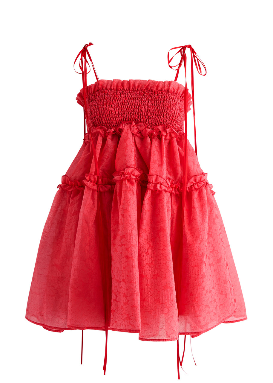 Sister Jane Calla Floral-jacquard Organza Mini Dress - Red - S