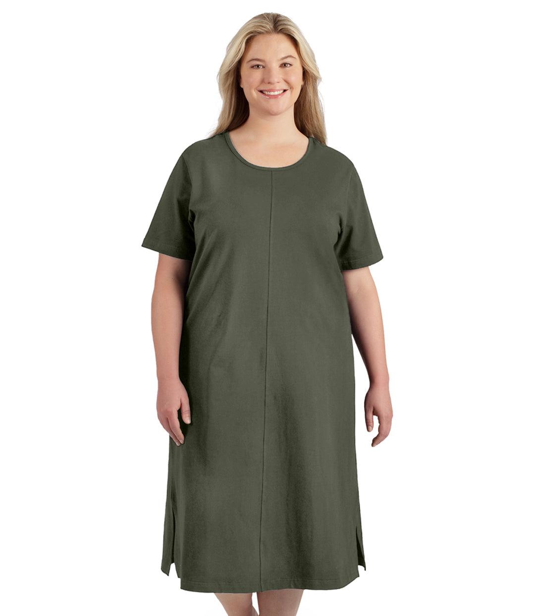 Stretch Naturals Short Sleeve Dress Classic Colors - FINAL SALE, X Moss Green