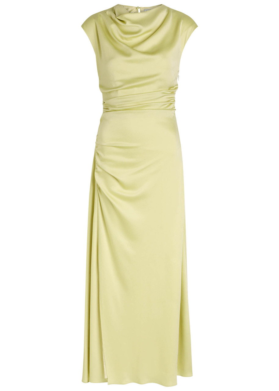 Simkhai Burke Draped Satin Midi Dress - Yellow - L