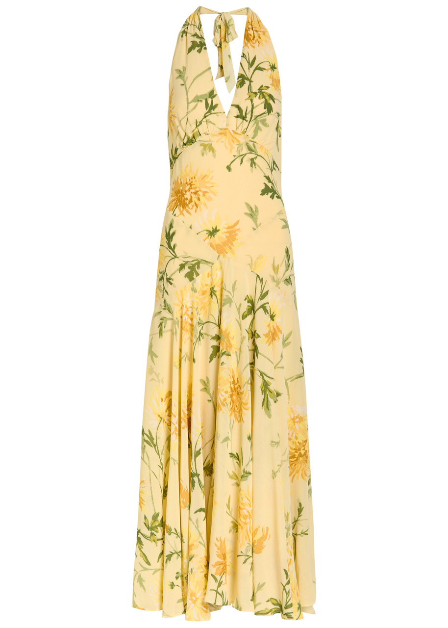 Reformation Briony Panelled Floral-print Georgette Midi Dress - Yellow - S
