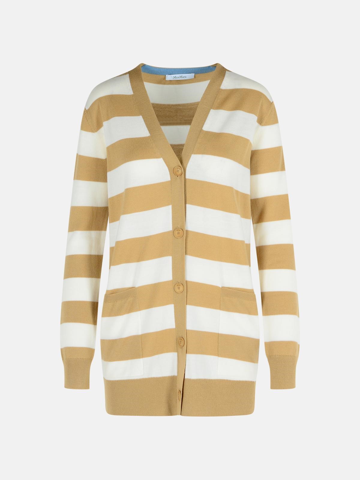 MAX MARA 'Fiemme' Virgin Wool Sand Cardigan