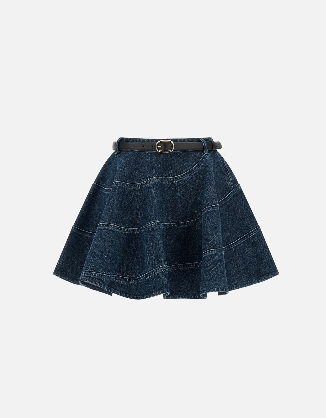 Self-Portrait Flared Denim Mini Skirt -