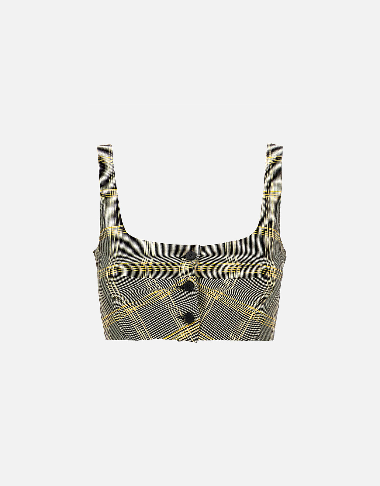 Marni Yellow Checked Tech Wool Crop Top - IT