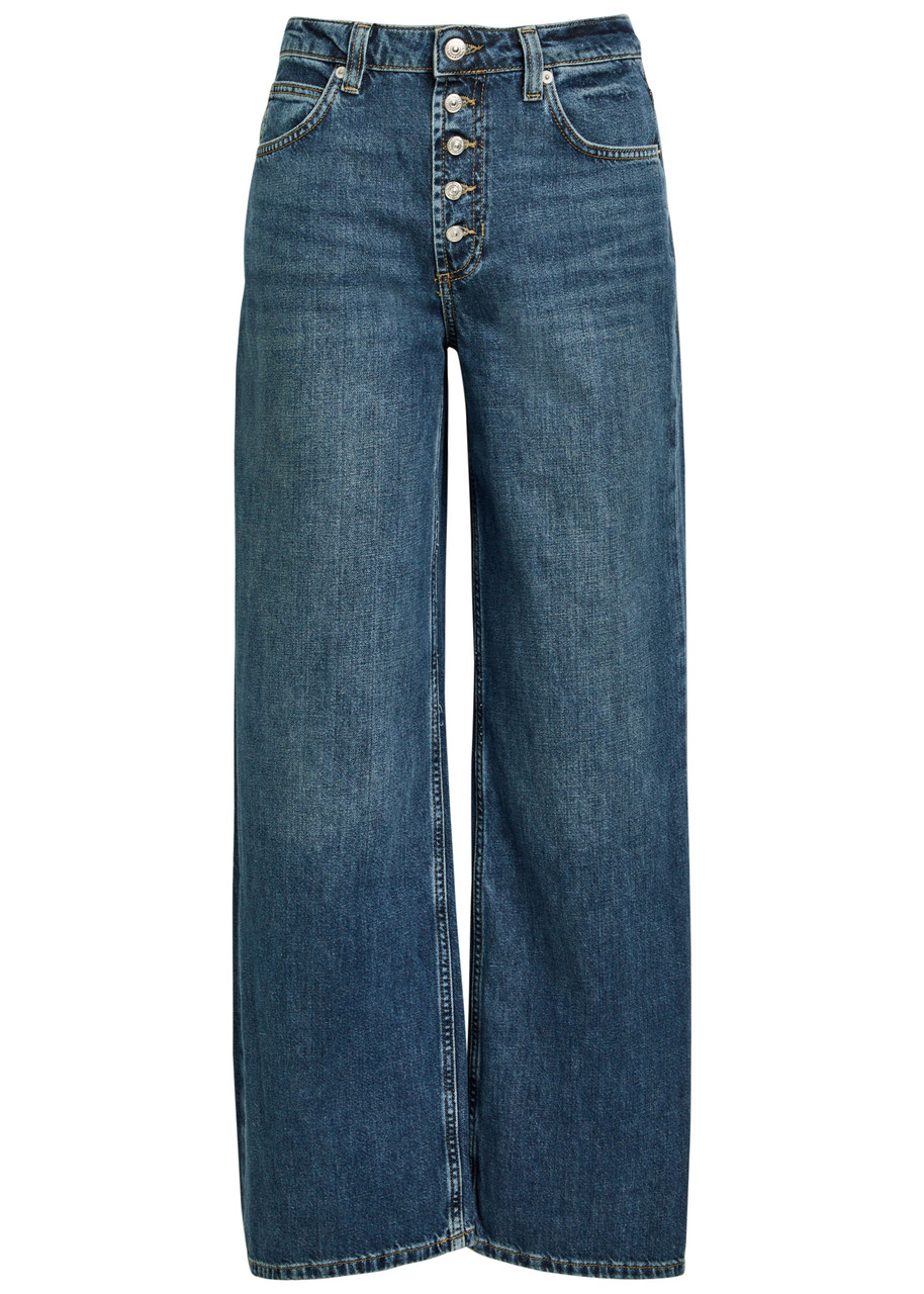 Free People Nia Wide-leg Boyfriend Denim Jeans - Light Blue - W M