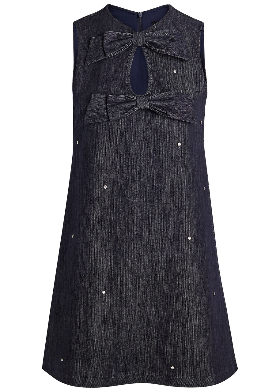 Sister Jane Curio Crystal-embellished Stretch-denim Mini Dress - L