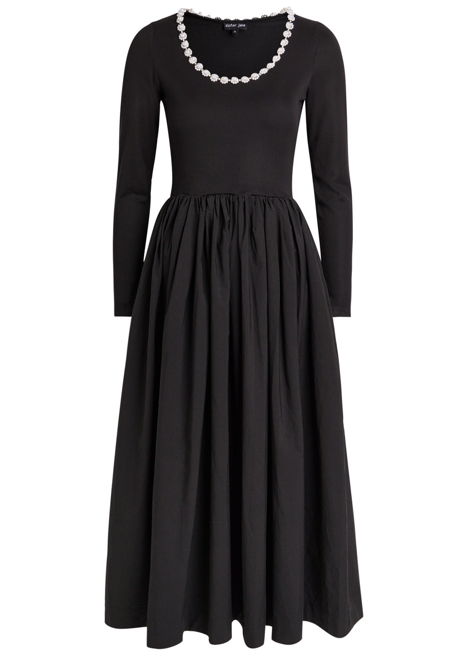 Sister Jane Forever Framed Embellished Jersey and Poplin Midi Dress - Black - S