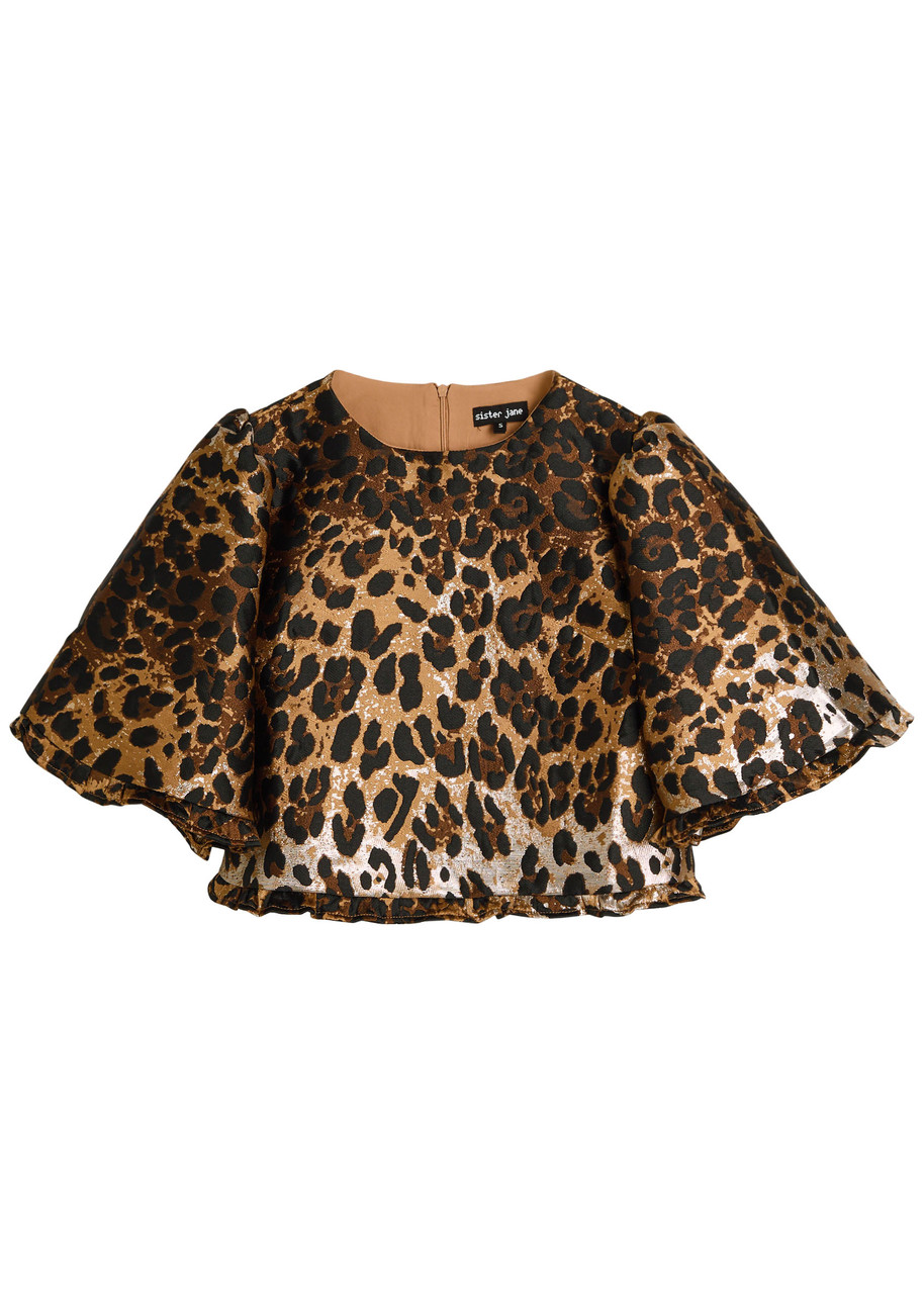 Sister Jane Suite Leopard-jacquard Woven Crop top - S
