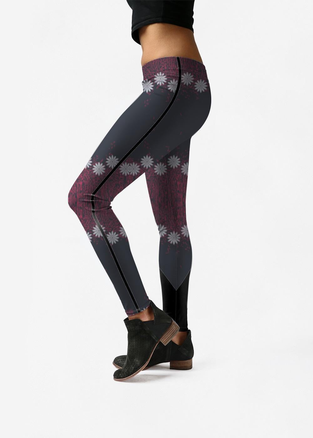 Leggings - Navy Blazer & Fiery Coral by VIDA Original Artist