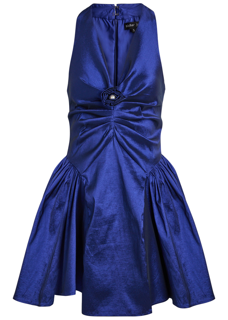 Sister Jane Marylin Ruched Taffeta Mini Dress - Blue -