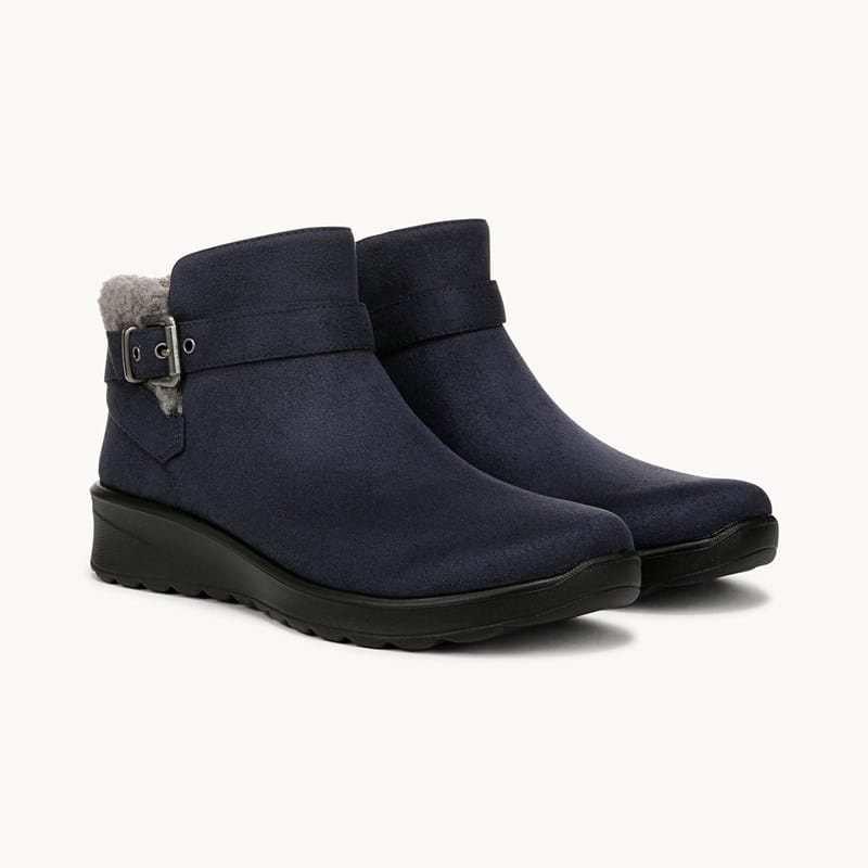 LifeStride Gateway Ankle Boot Navy Blazer Microfiber Fabric .