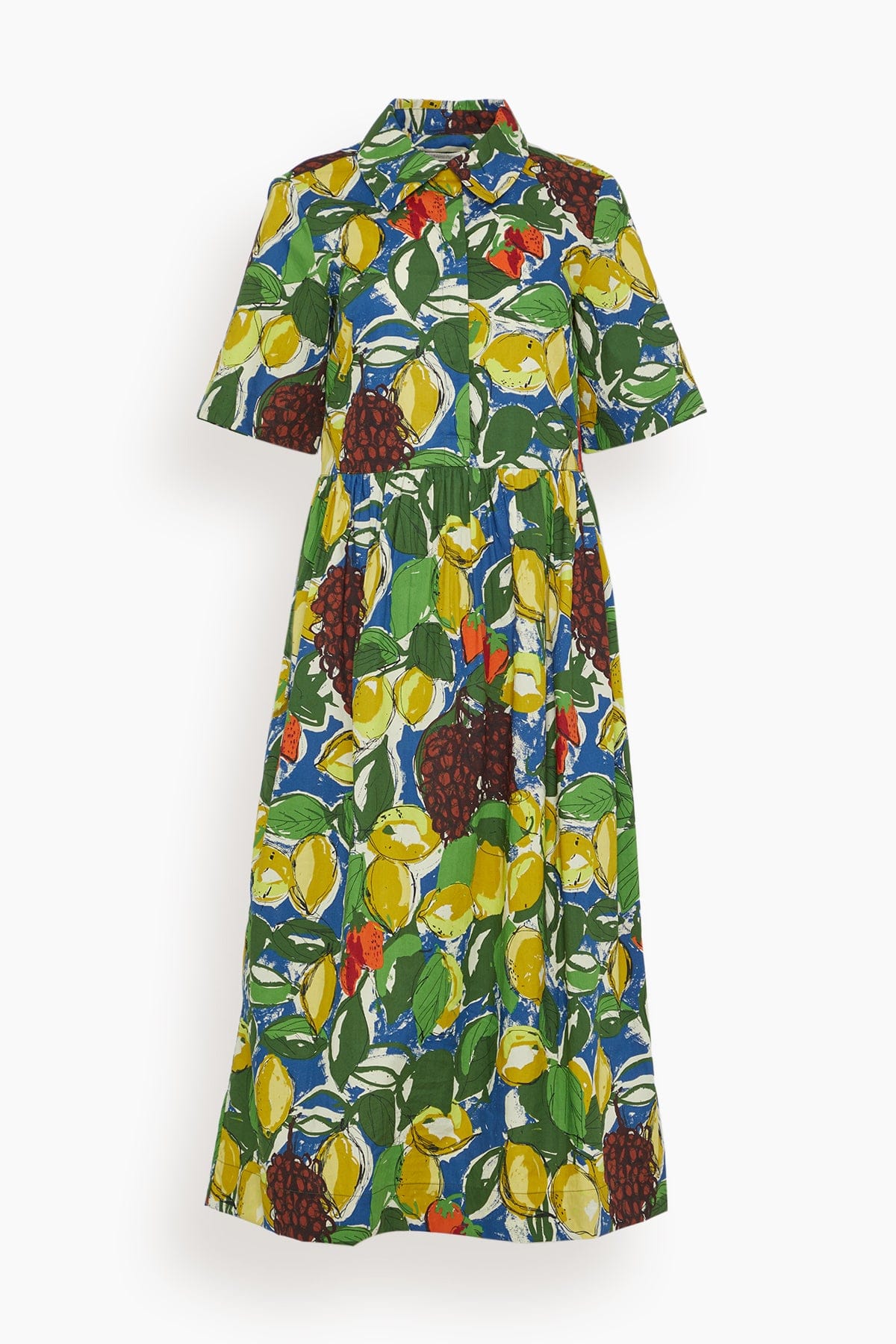 Sketched Fruit Print Shirt Dress