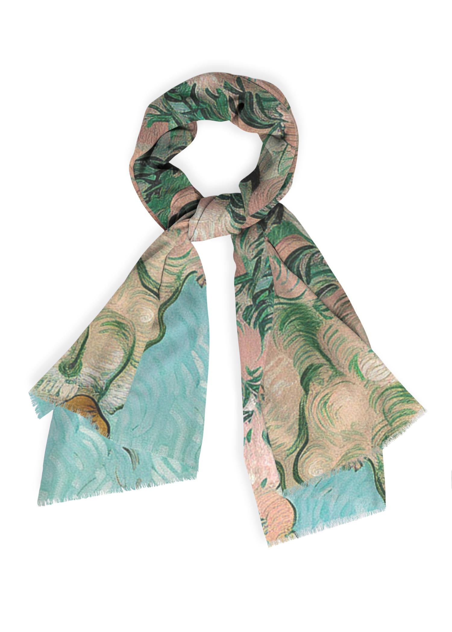 Cashmere Silk Scarf - Pink Floral Dress