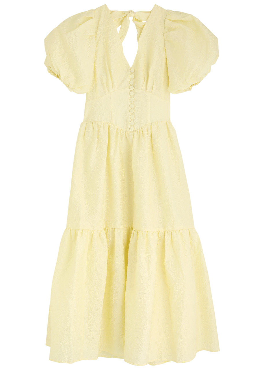 Self-portrait Floral Cloqu Midi Dress - Yellow - L