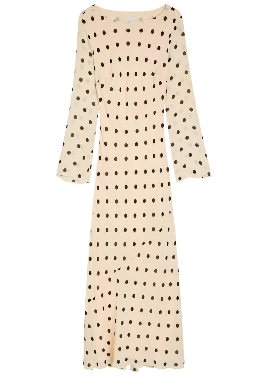 Reformation Esra Polka dot Chiffon Maxi Dress - White - L L