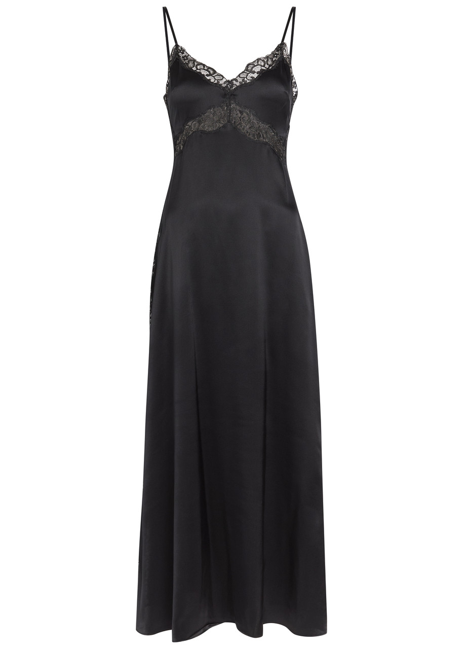 Reformation Ericka Lace-trim Silk Midi Slip Dress - Black -