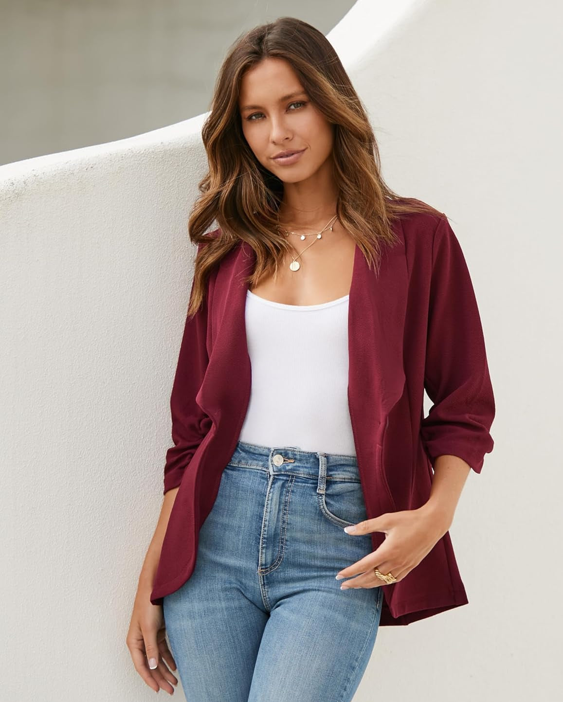 Zeagoo Women's Blazer Elegant Sleeve Long Blazer