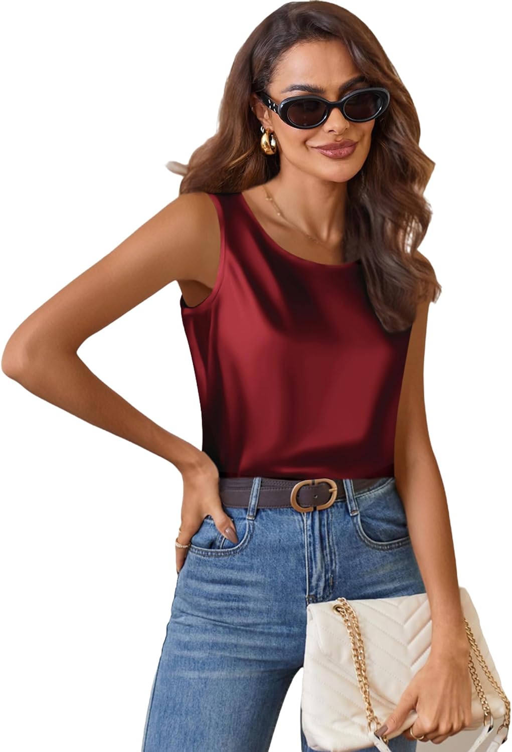 Zeagoo Satin Top Women's Elegant Silk Top Basic Blouse