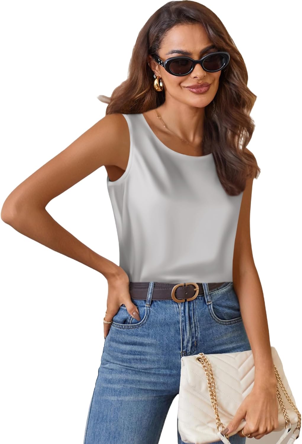 Zeagoo Satin Top Women's Elegant Silk Top Basic Blouse