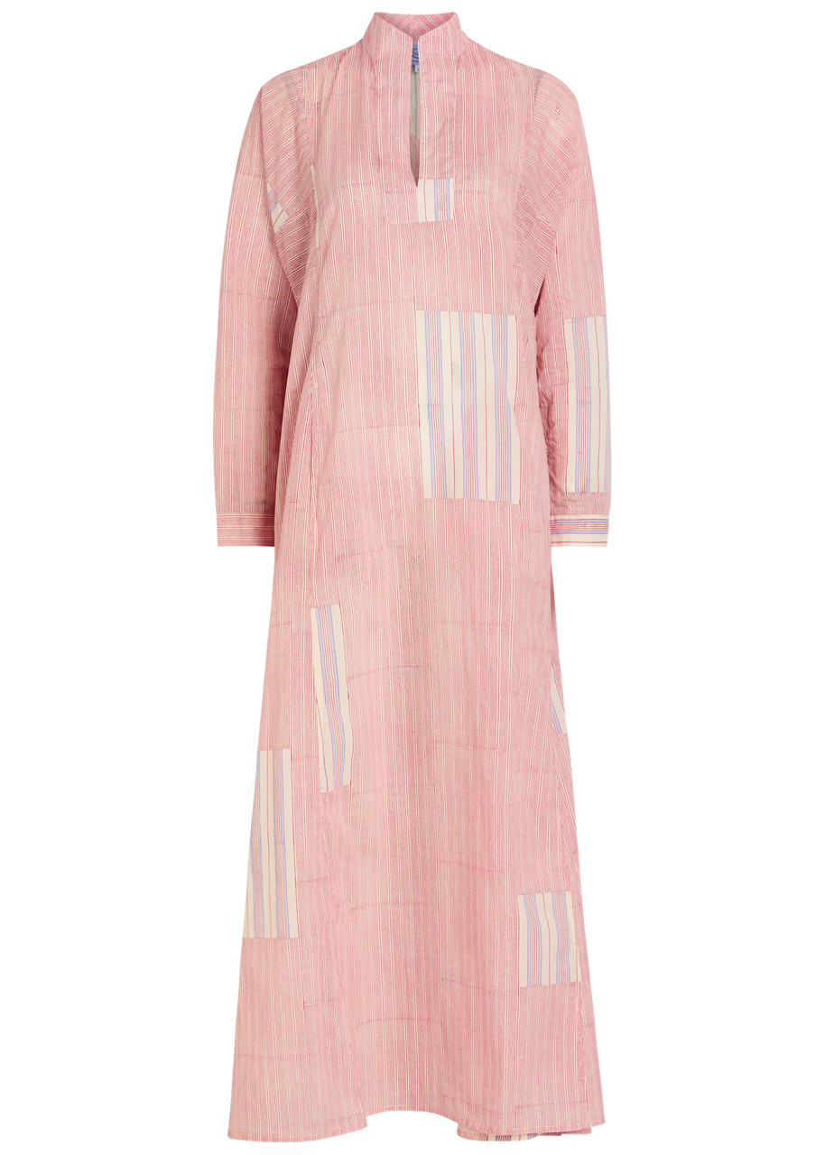 Thierry Colson Parvati Striped Cotton Maxi Dress - Red