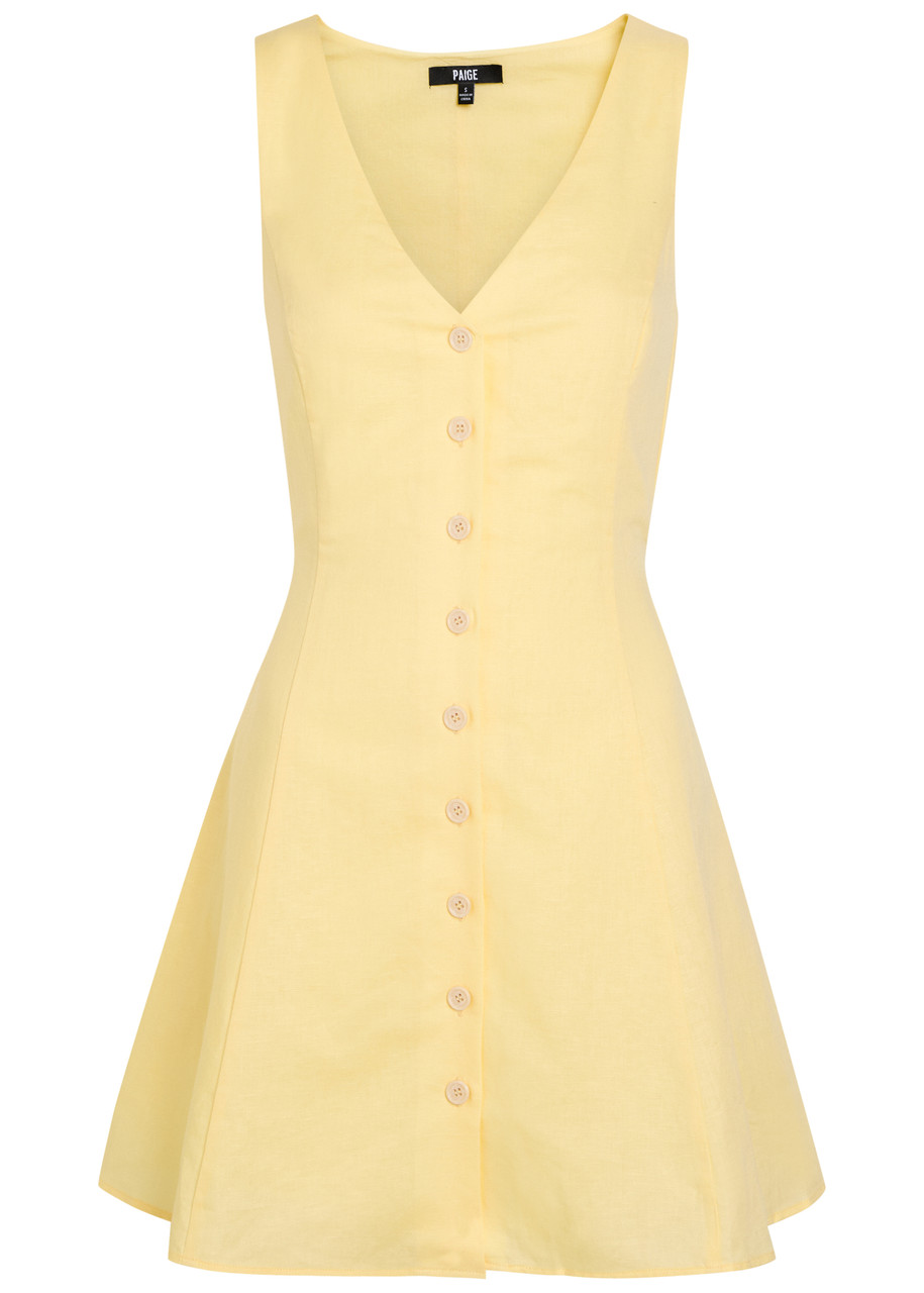 Paige Raye Linen and Cotton-blend Mini Dress - Yellow