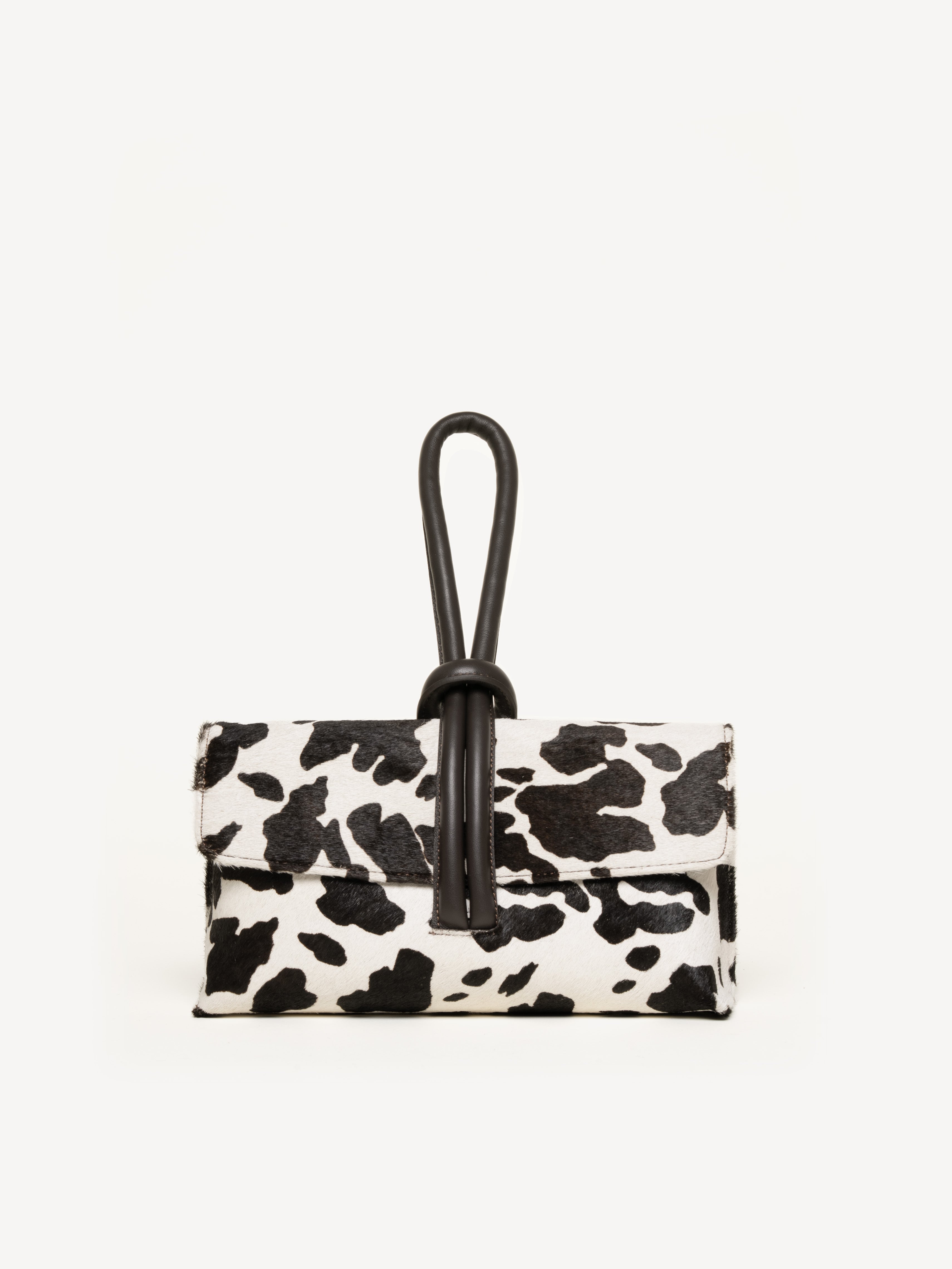 M.Gemi The Francesca Convertible Clutch Women's Bag in WhiteEspresso Print Calf Hair