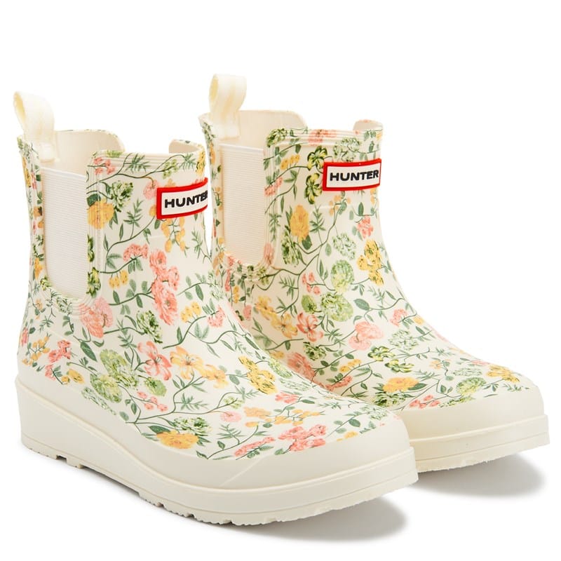 Hunter Women's Tabitha Waterproof Rain Boots Ivory Floral - Size .