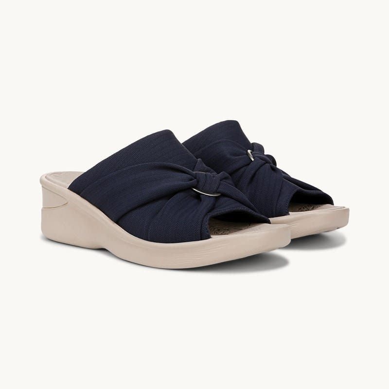 LifeStride Shoes Serenade Slide Wedge Sandal Navy Blazer Fabric . W