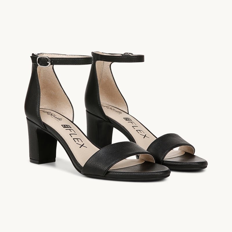 LifeStride Shoes Florence Dress Sandal Black Faux Leather .