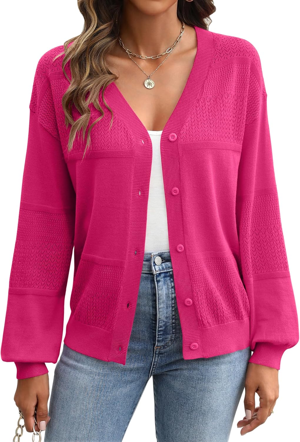 Zeagoo Cardigan Long Sleeve Crochet Shrug Soft Knit Sweater