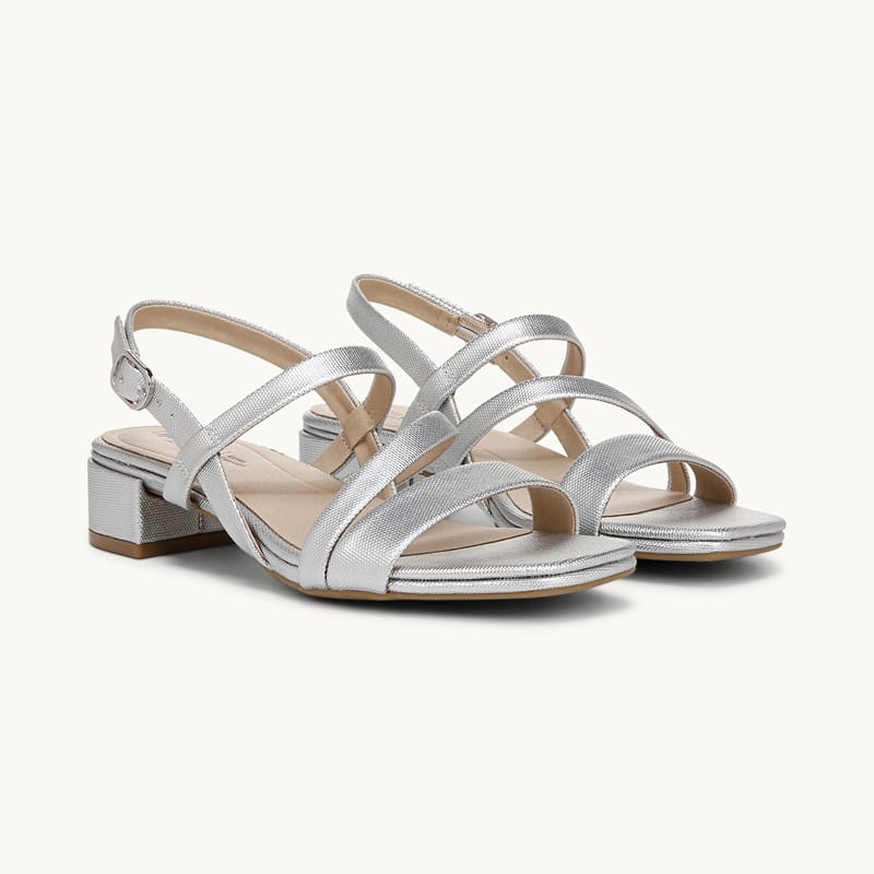 LifeStride Shoes Janet Strappy Dress Sandal Silver Faux Leather .
