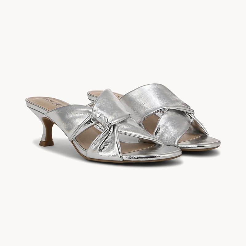 LifeStride Shoes Nori Dress Sandal Silver Faux Leather Fabric . W