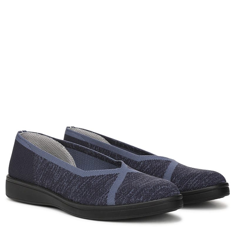 Lifestride Women's Award Slip On Flat Shoes Navy Blazer Knit Fabric - Size .