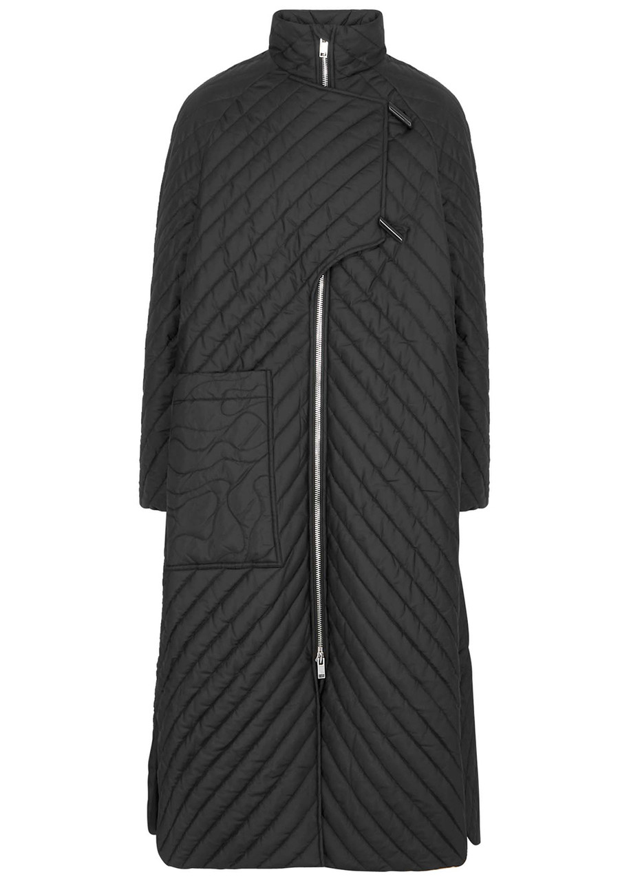 Ganni Quilted Shell Coat - Black