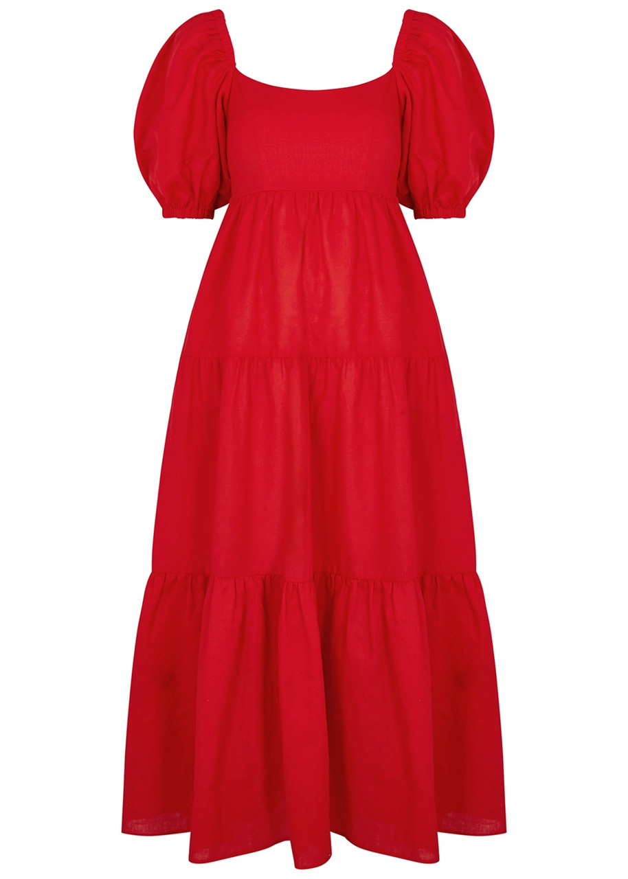 Kitri Gianna red Linen-blend Maxi Dress