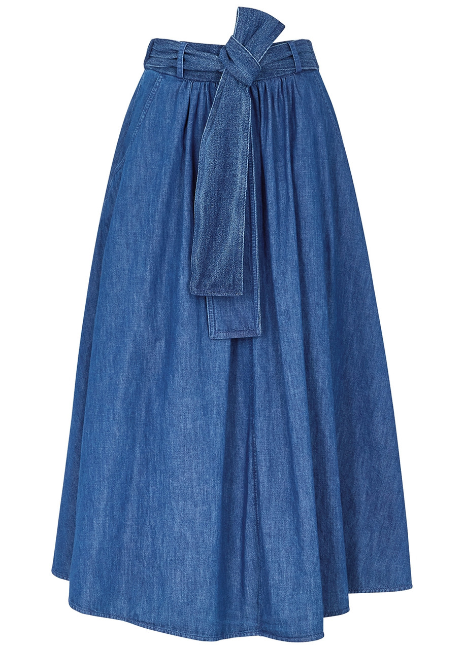 Forte_forte Blue Denim Midi Skirt -