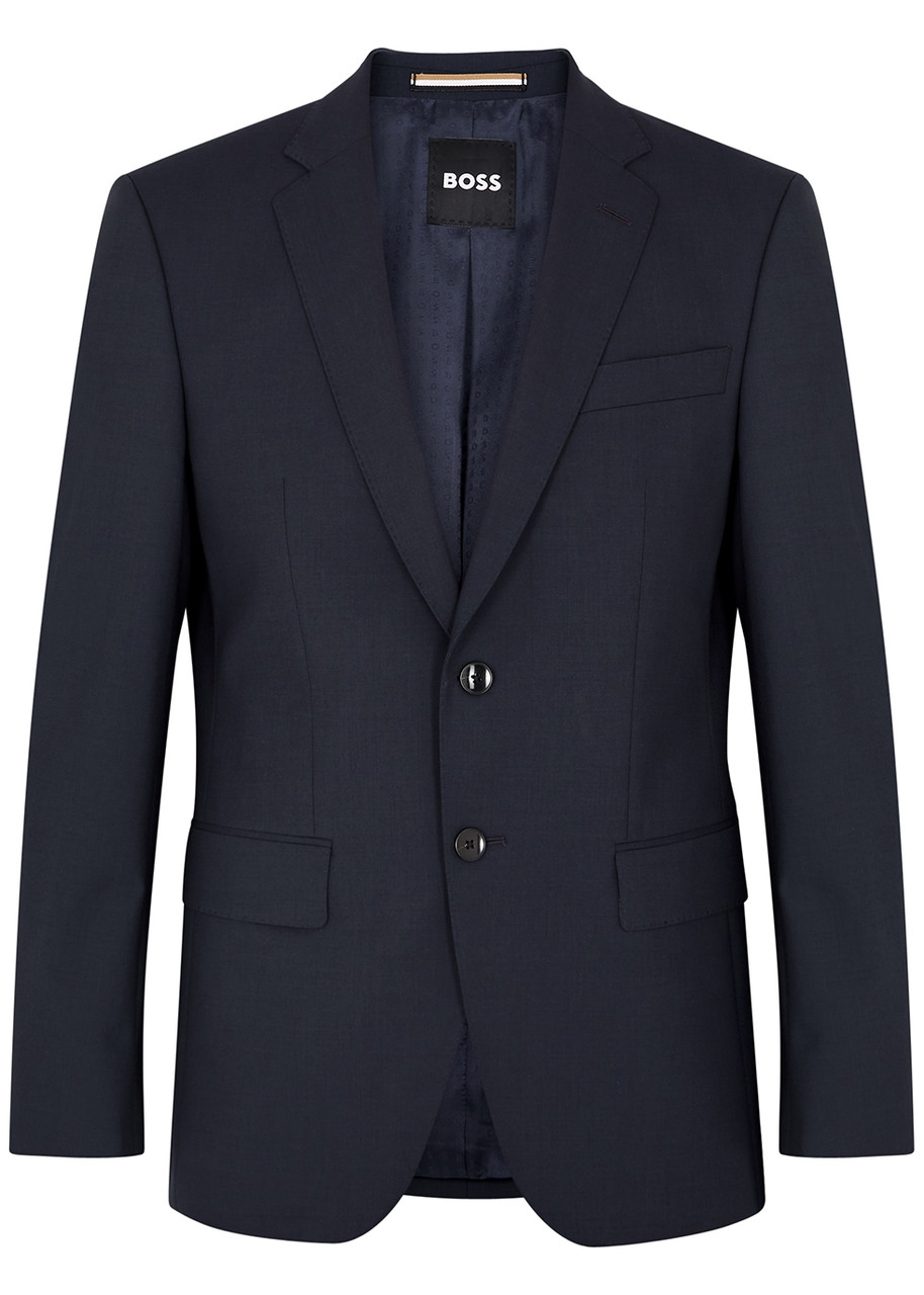 Boss Slim Stretch-wool Blazer - Navy