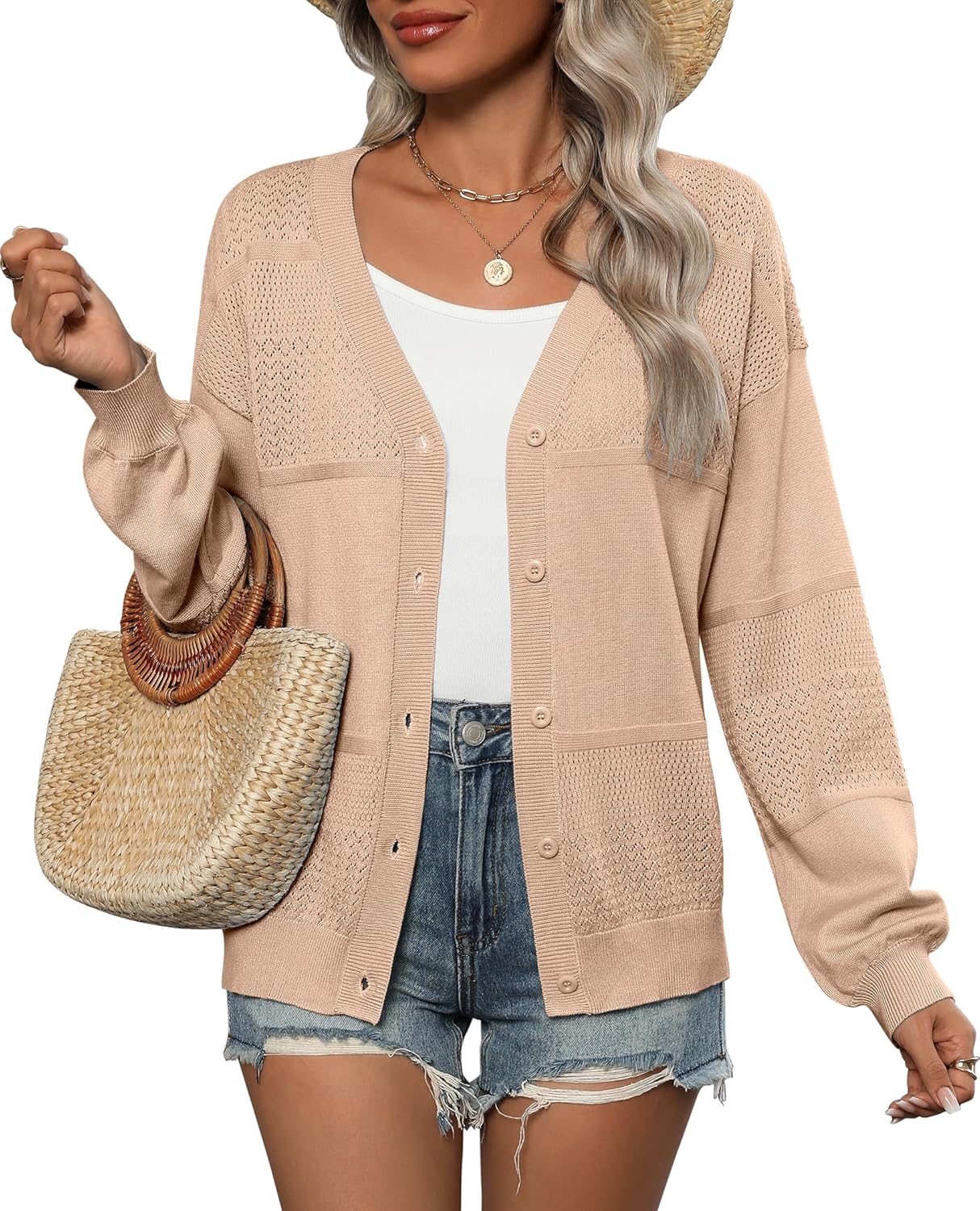 Zeagoo Cardigan Long Sleeve Crochet Shrug Soft Knit Sweater