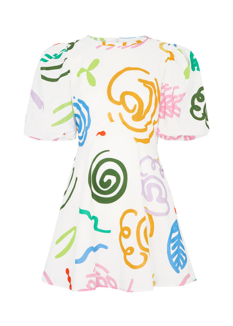 Olivia Rubin Ria Printed Cotton Mini Dress - White