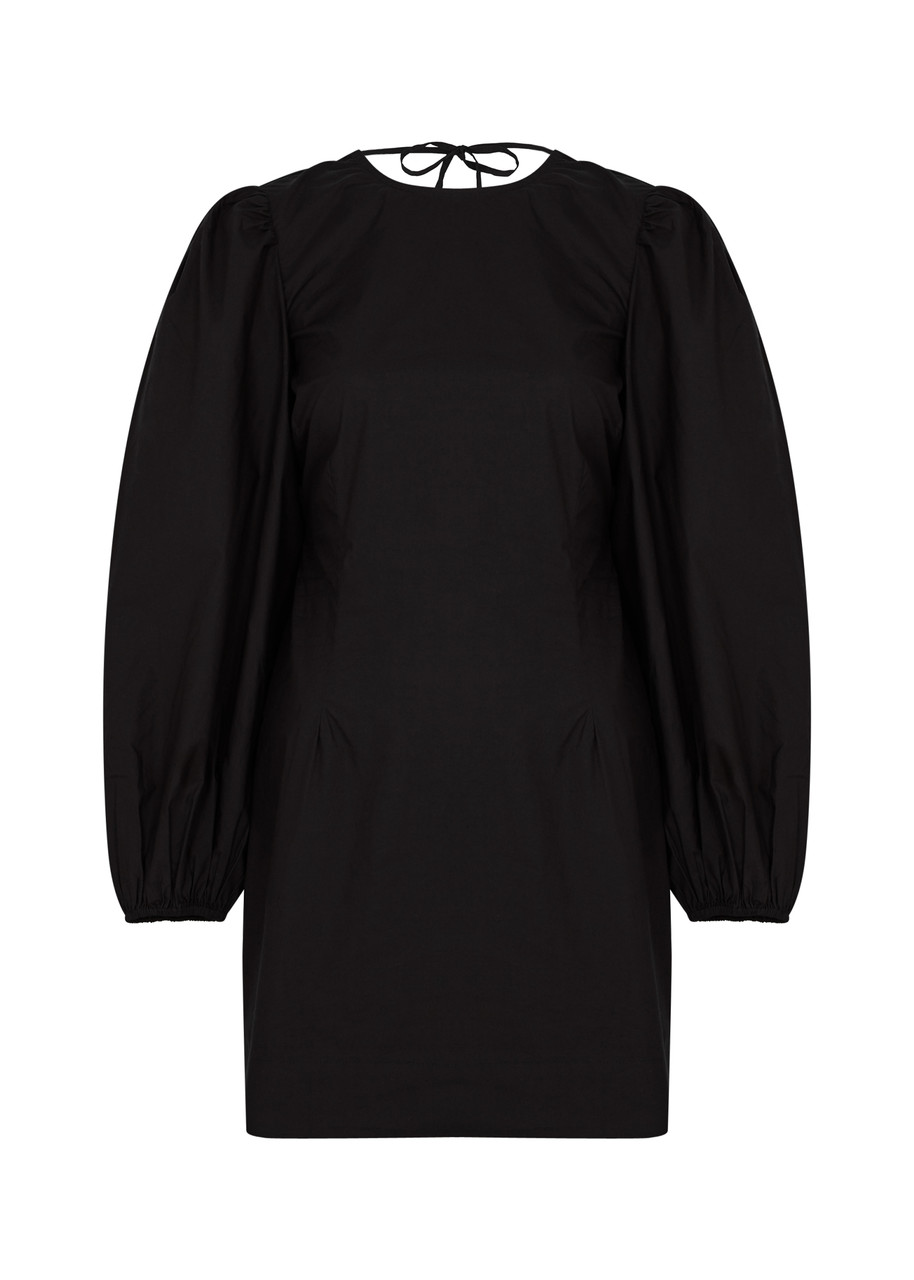 Ganni Cotton-poplin Mini Dress - Black